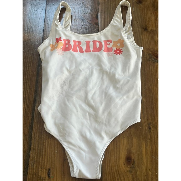 Other - Bride Floral One Piece Swimsuit White Pink Retro Bachelorette Swimwear Size M